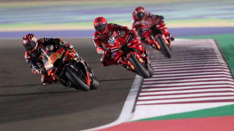 Maverick Vinales leads Marc Marquez in 2025 MotoGP Qatar Grand Prix